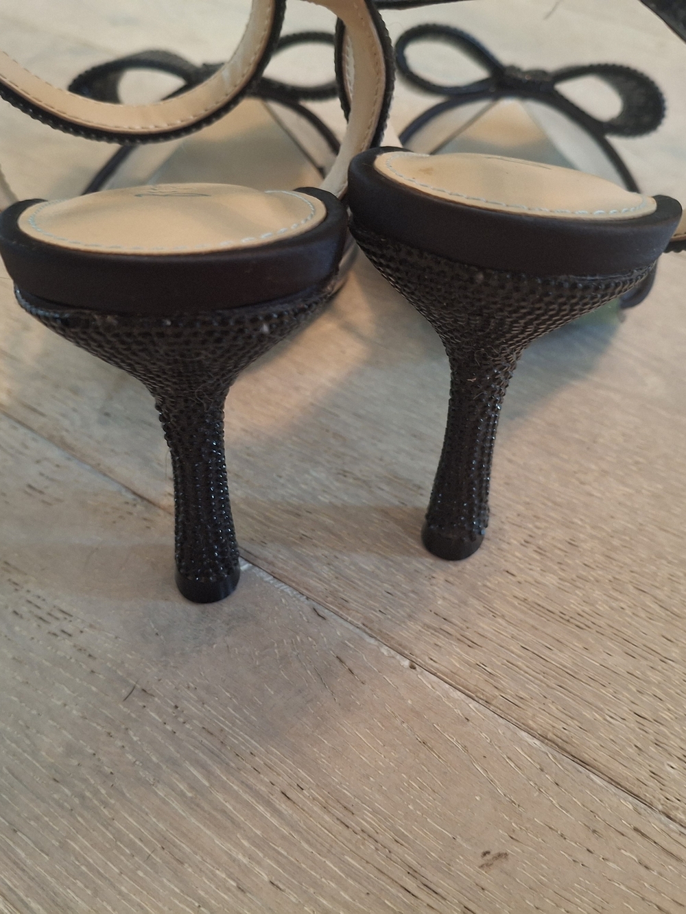 Betsey Johnson Black Bow Ankle-Strap Dress Sandals - Picture 5 of 6